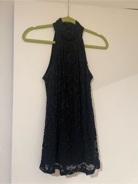 Sleeveless Black Lace Halter Dress